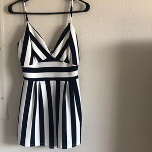 Blue and white romper